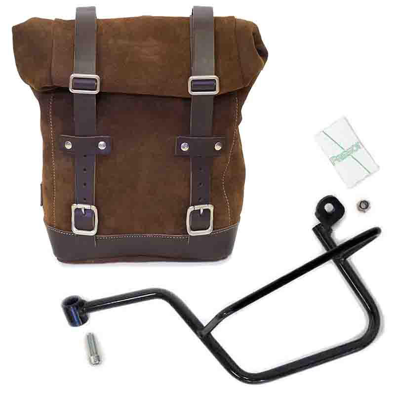 Waxed Suede Side Pannier + Left Subframe Guzzi V7