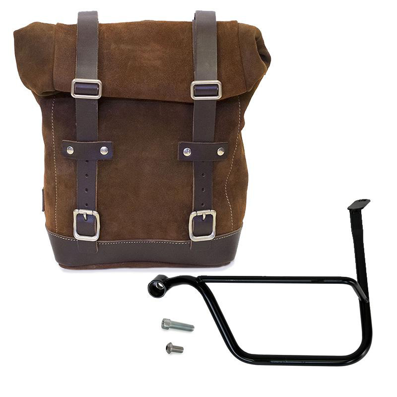 Waxed Suede Side Pannier + Left Subframe Triumph Thruxton