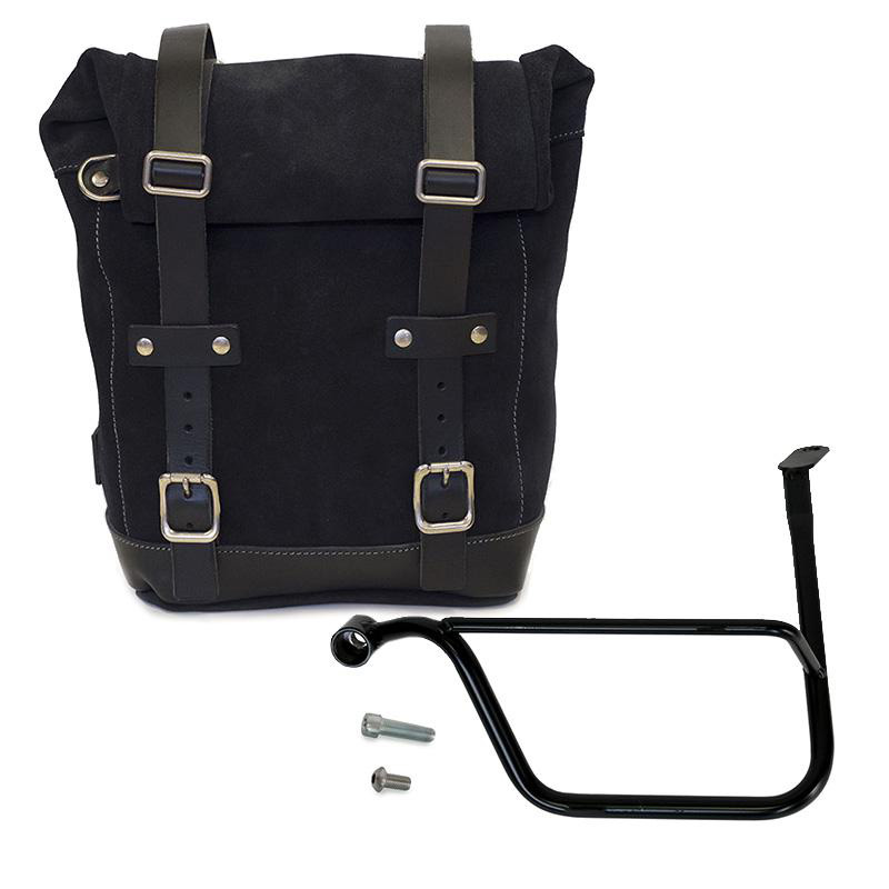 Waxed Suede Side Pannier + Left Subframe Triumph Speed Twin 1200