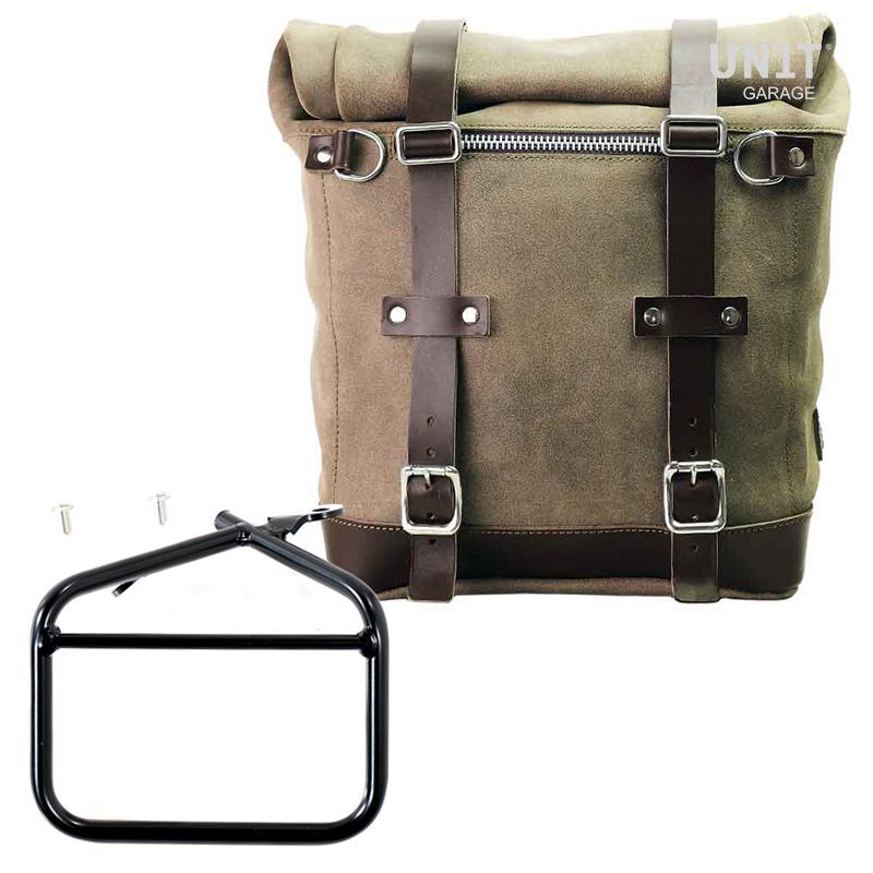 Waxed suede side pannier Scram 22L-30L + Left subframe Ducati