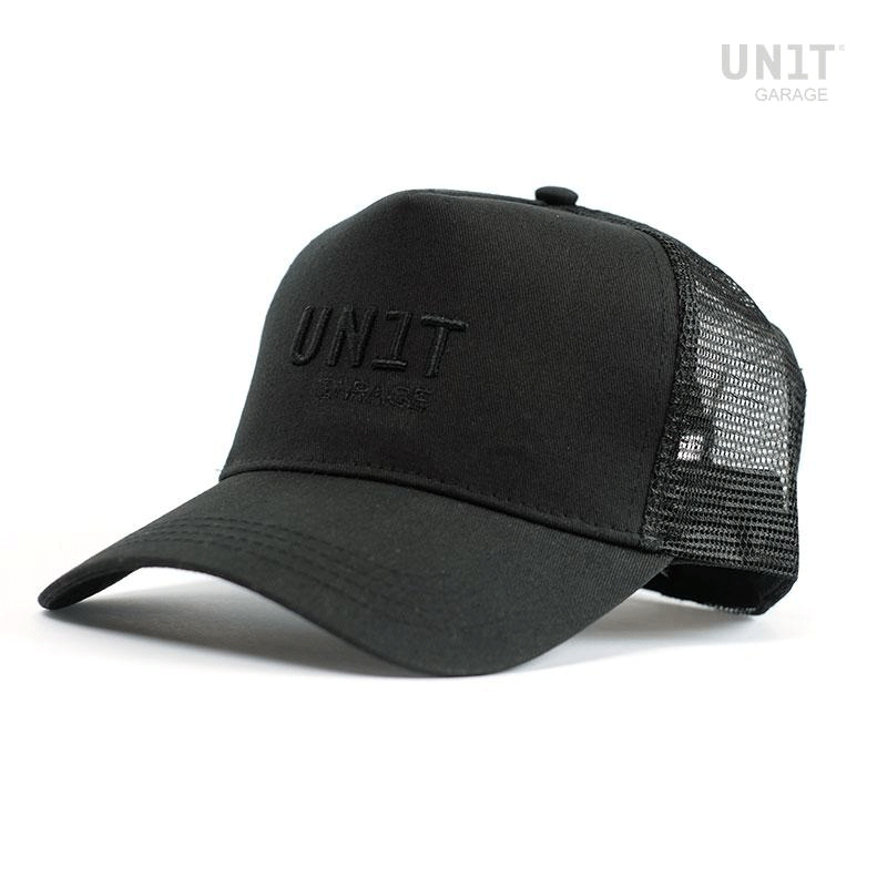 Black Unit garage trucker cap