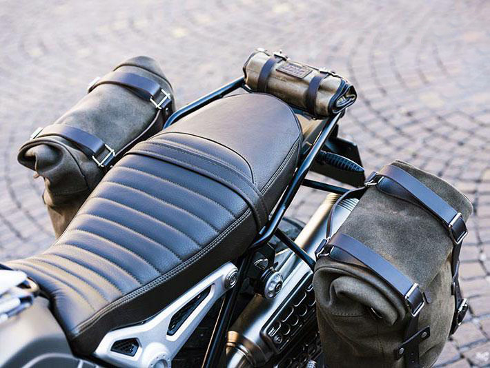 Waxed suede side pannier Scram 22L-30L + Double Subframe NineT