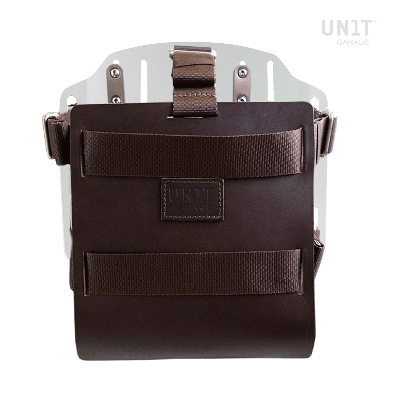 Carrying system in aluminum with adjustable leather front