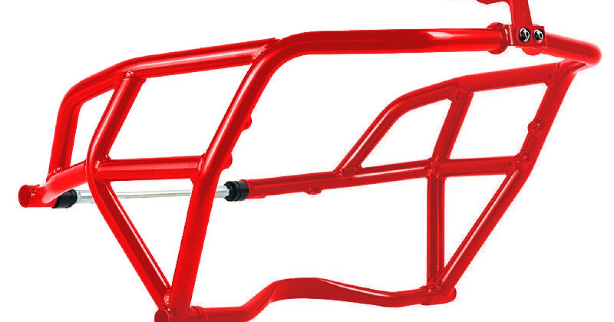 Red Ducati DesertX tank protection bar