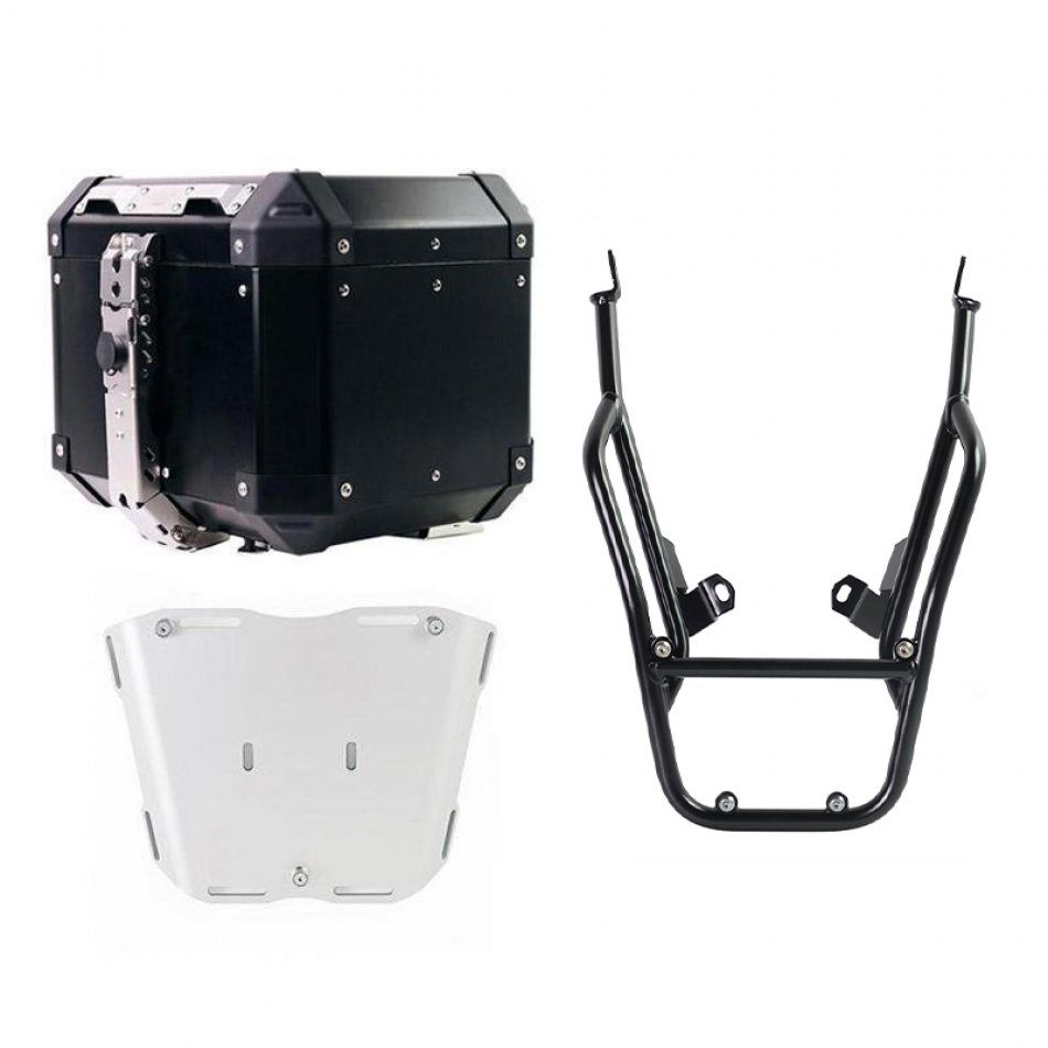 Atlas top case in 36L aluminum + Rear luggage rack with passenger grip BMW F900GS