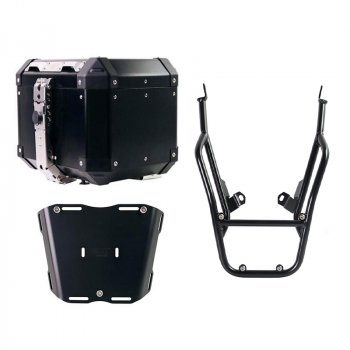 Atlas top case in 36L aluminum + Rear luggage rack with passenger grip BMW F900GS