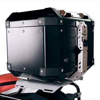 Atlas top case in 36L aluminum + BMW R12 G/S rear luggage rack with passenger handles