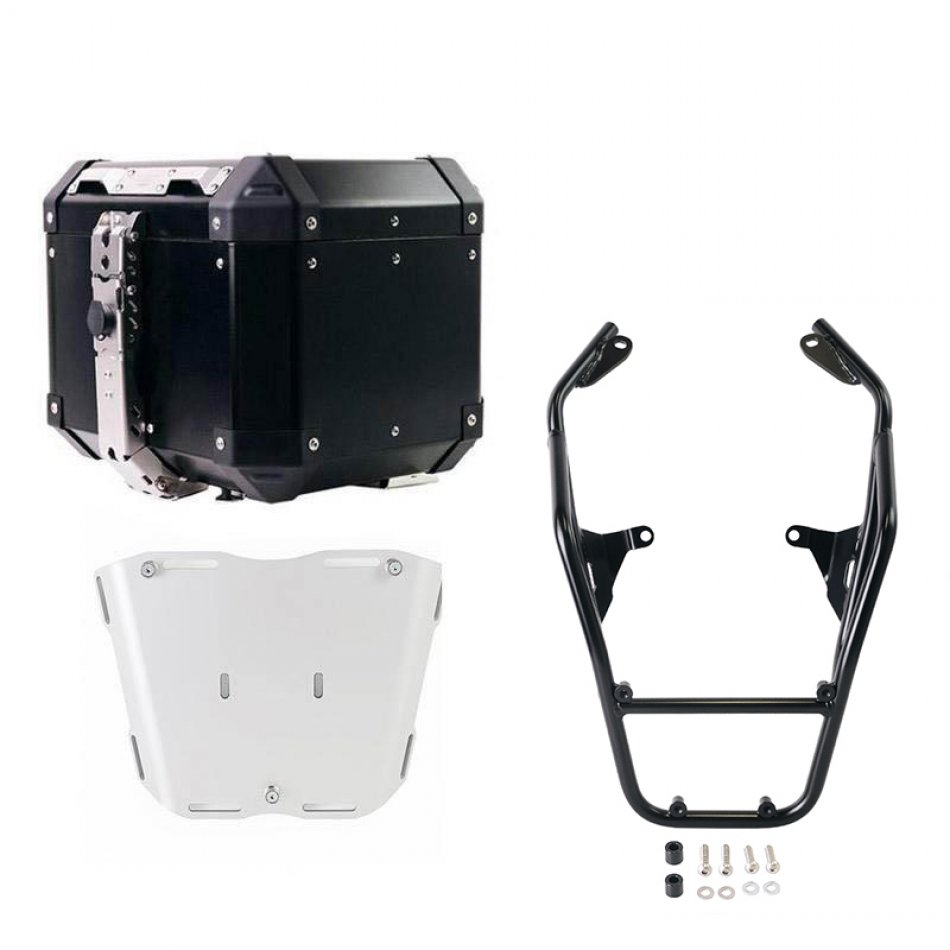 Atlas top case in 36L aluminum + BMW R12 G/S rear luggage rack with passenger handles