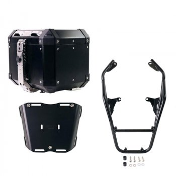 Atlas top case in 36L aluminum + BMW R12 G/S rear luggage rack with passenger handles