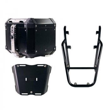Atlas top case in 36L aluminum + Rear luggage rack with passenger grip Triumph Speed 400 & Scrambler 400