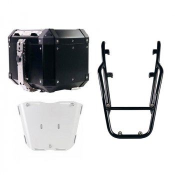 Atlas top case in 36L aluminum + Rear luggage rack with passenger grip Triumph Speed 400 & Scrambler 400