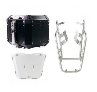 Atlas top case in 36L aluminum + NineT rear luggage rack with passenger handles