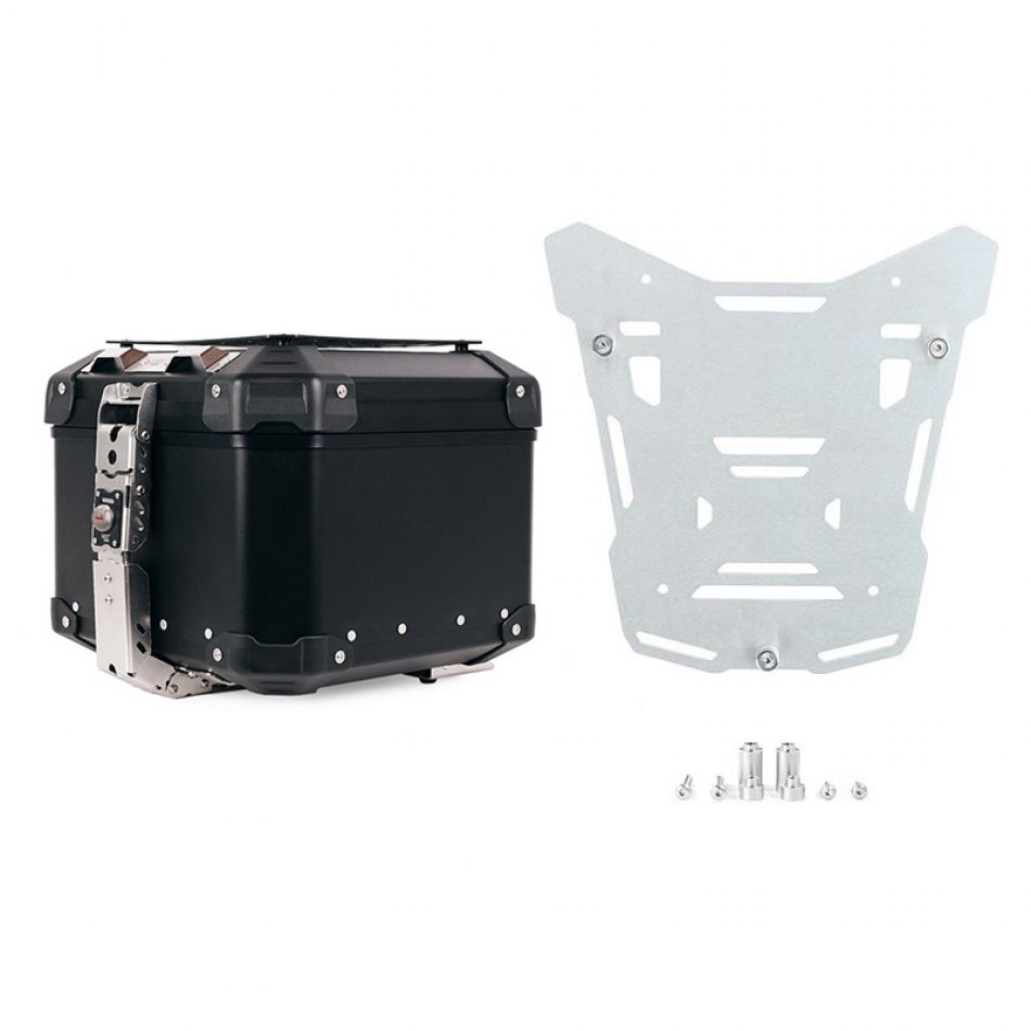 Atlas Aluminium Top Case 44L universal + Atlas Silver top case plate for original BMW R1300GS ADV luggage rack 