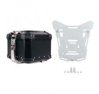 Atlas Aluminium Top Case 44L universal + Atlas Silver top case plate for original BMW R1300GS luggage rack 