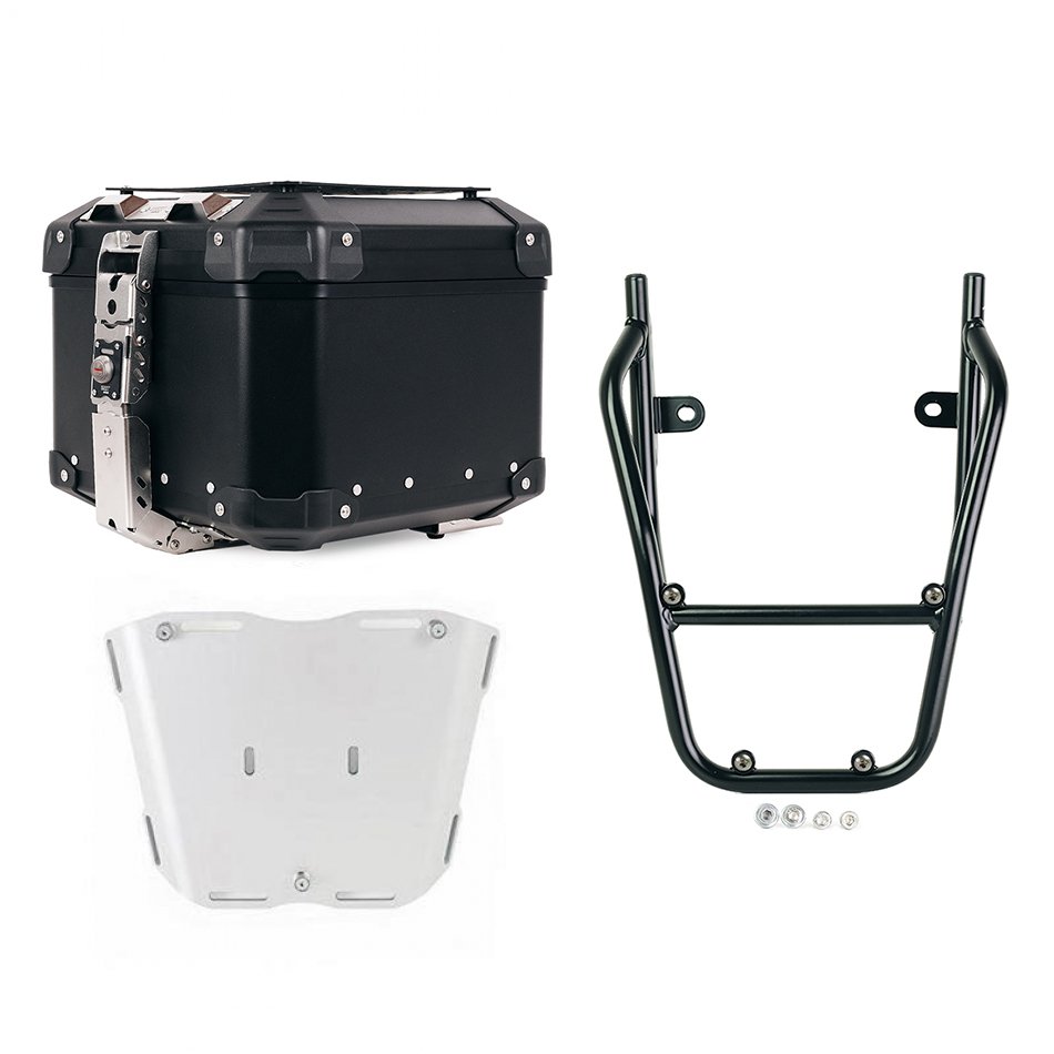 Atlas Aluminium Top Case 44L universal + BMW CE 02 luggage rack with passenger grip