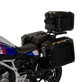 Atlas Aluminium Top Case 44L universal + BMW F450GS luggage rack with passenger grip
