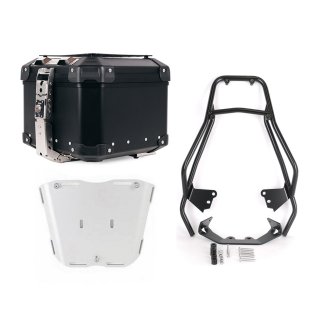 Atlas Aluminium Top Case 44L universal + BMW F450GS luggage rack with passenger grip