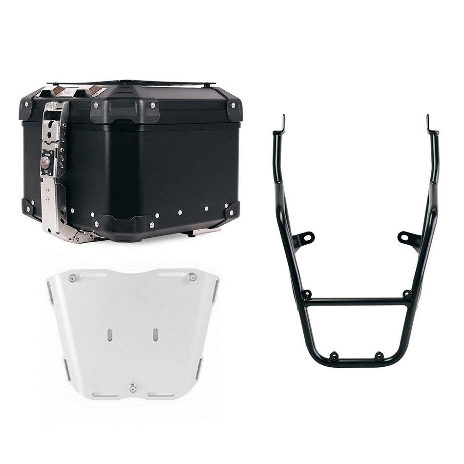 Atlas Aluminium Top Case 44L universal + Royal Enfield Bear 650 luggage rack with passenger grip