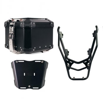 Atlas Aluminium Top Case 44L universal + Rear luggage rack with passenger grip BMW R1300GS (black colour) 