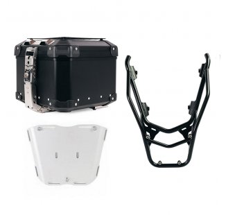 Atlas Aluminium Top Case 44L universal + Rear luggage rack with passenger grip BMW R1300GS (black colour) 