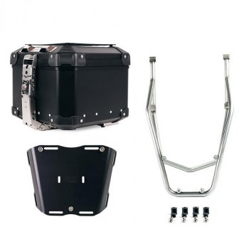 Atlas Aluminium Top Case 44L universal + Silver Rear luggage rack with passenger grip Ducati Desert X