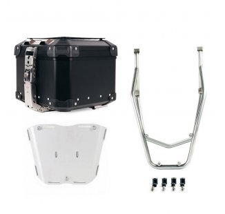Atlas Aluminium Top Case 44L universal + Silver Rear luggage rack with passenger grip Ducati Desert X