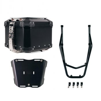 Atlas Aluminium Top Case 44L universal + Black Rear luggage rack with passenger grip Ducati Desert X