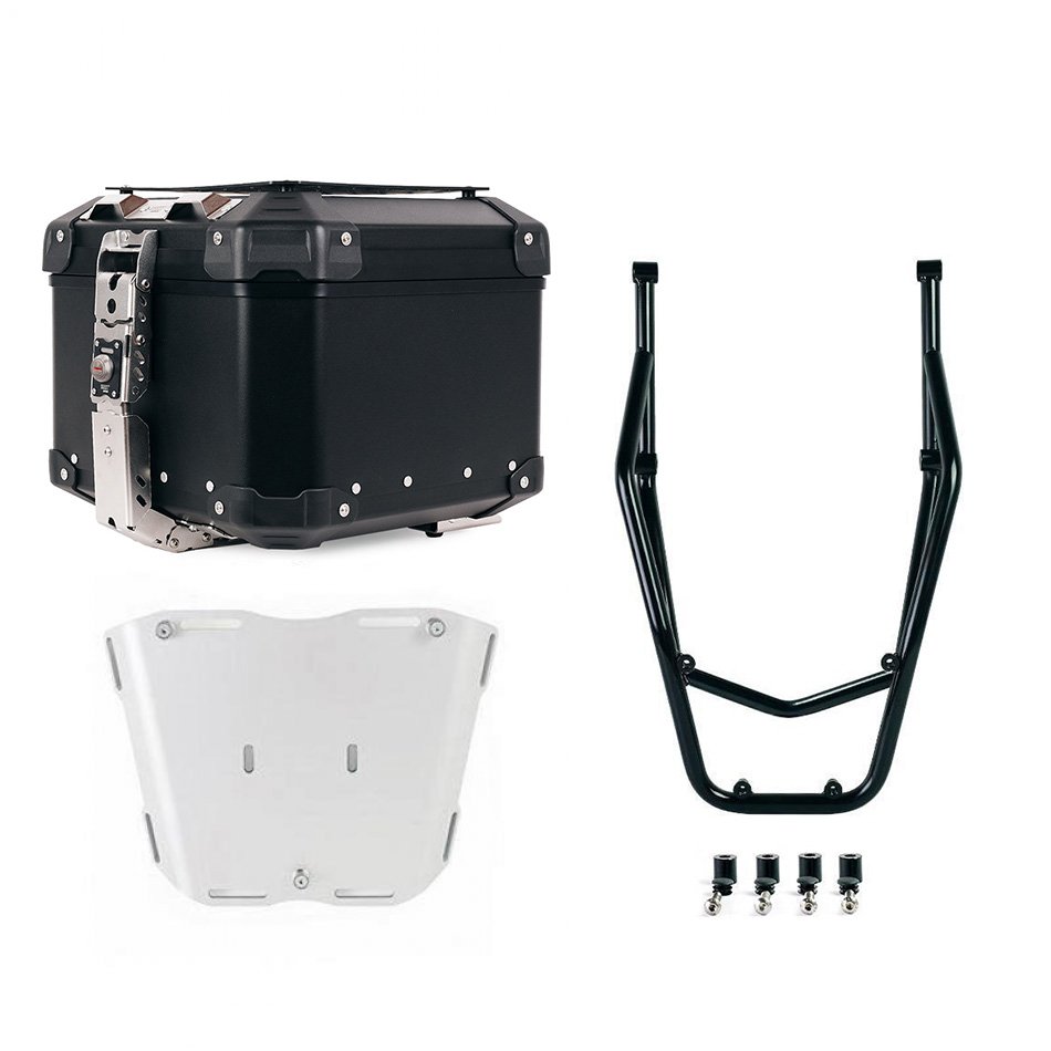Atlas Aluminium Top Case 44L universal + Black Rear luggage rack with passenger grip Ducati Desert X