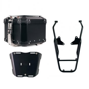 Atlas Aluminium Top Case 44L universal + Rear luggage rack with passenger grip Moto Guzzi V100 Mandello