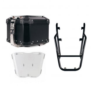 Atlas Aluminium Top Case 44L universal + Rear luggage rack with passenger grip Triumph Speed 400 (black colour) 