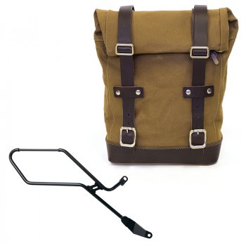 Canvas side pannier 10L-14L + Right Frame Triumph Bonneville Bobber