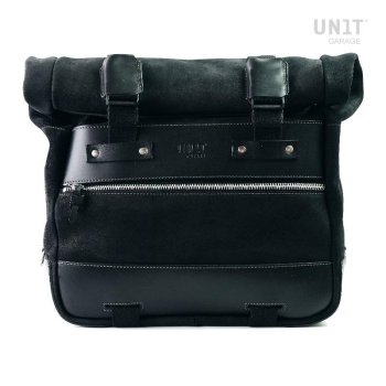 Cult side pannier in split leather, 40L – 50L + Right Aluminium plate BMW R1300GS ADV