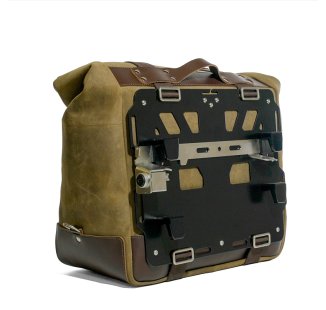 Cult side pannier in split leather, 40L – 50L + Left Aluminium plate for BMW R1300GS ADV