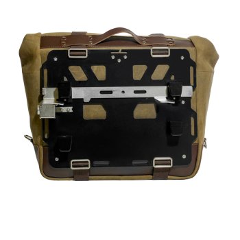 Cult side pannier in split leather, 40L – 50L + Left Aluminium plate for BMW R1300GS ADV