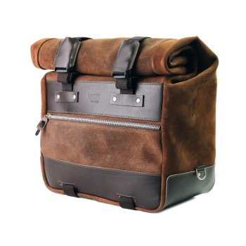 Cult side pannier in split leather, 40L – 50L + Left Aluminium plate for BMW R1300GS ADV