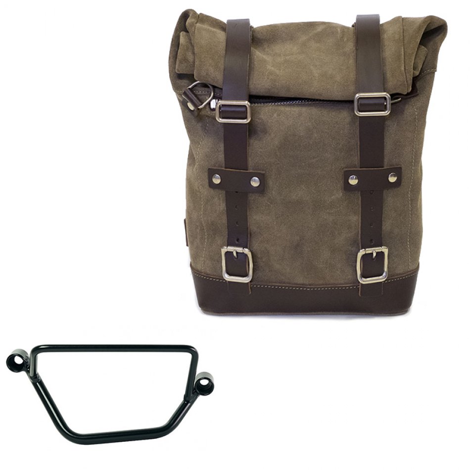 Waxed suede side pannier 10L-14L + Right Frame Honda GB350S