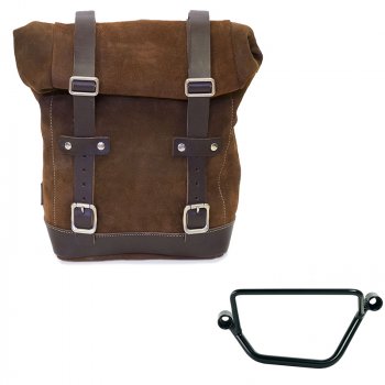 Waxed suede side pannier 10L-14L + Left Frame Honda GB350S