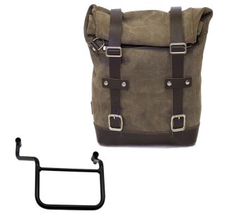 Waxed suede side pannier 10L-14L + Right Frame Honda Transalp 750 (2023 until now)
