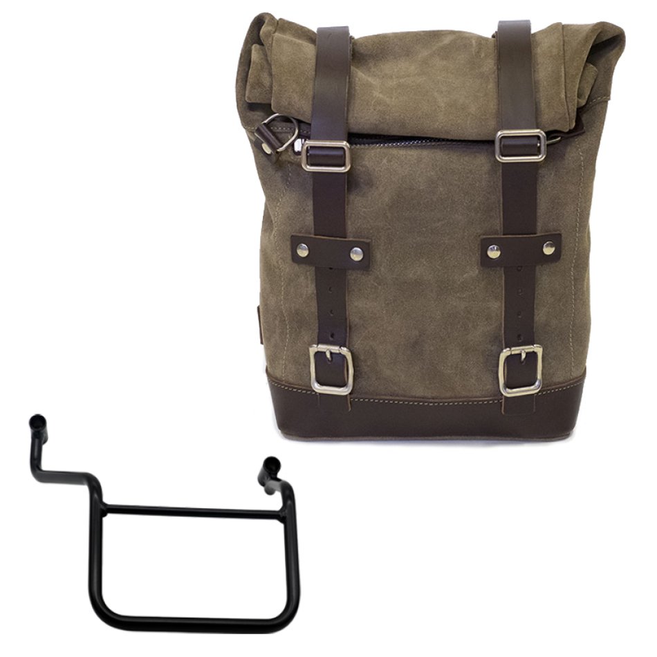 Waxed suede side pannier 10L-14L + Right Frame Honda Transalp 750 (2023 until now)