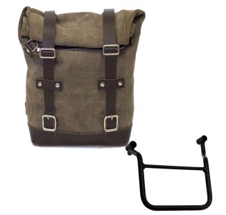 Waxed suede side pannier 10L-14L + Left Frame Honda Transalp 750 (2023 until now)