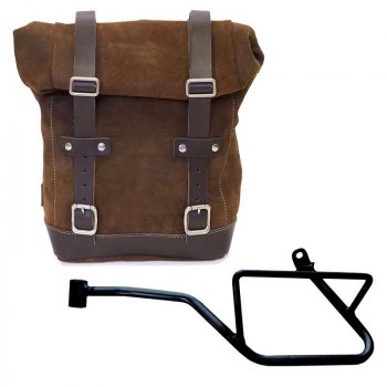 Waxed suede side pannier 10L-14L + Left Frame Moto Guzzi V7 EURO5 PLUS (2025 until now)