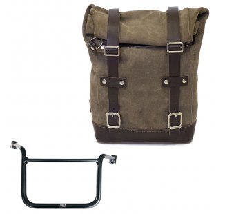 Waxed suede side pannier 10L-14L + Right subrame Moto Guzzi V85TT (2024 until now)