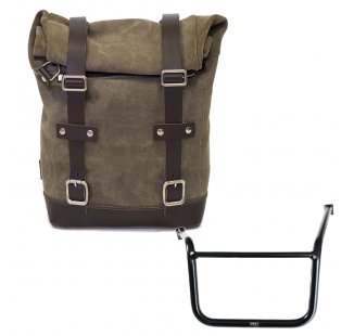 Waxed suede side pannier 10L-14L + Left subframe Guzzi V85TT (2024 until now)
