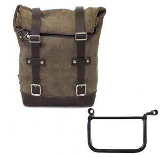Waxed suede side pannier 10L-14L + Left Frame Royal Enfield Himalayan 450 (2024 until now)