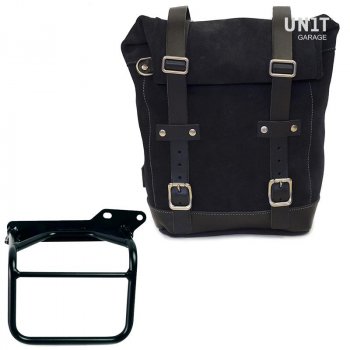 Waxed suede side pannier 10L-14L + Right Frame Royal Enfield Himalayan, Scram 411 