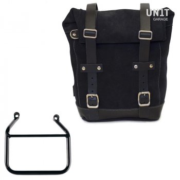 Waxed suede side pannier 10L-14L + Right subframe Thriumph Speed 400 & Scrambler 400 X (Only compatible with our low exhaust code: 4206Low)