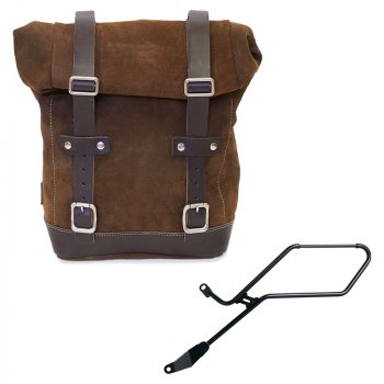 Waxed suede side pannier 10L-14L + Left Frame Triumph Bonneville Bobber