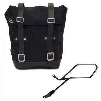 Waxed suede side pannier 10L-14L + Left Frame Triumph Bonneville Bobber