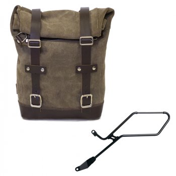 Waxed suede side pannier 10L-14L + Left Frame Triumph Bonneville Bobber