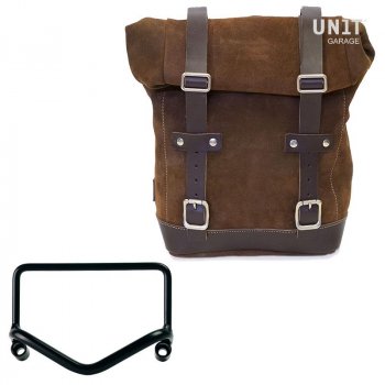 Waxed suede Side Pannier + R18 frame for Fishtail exhaust